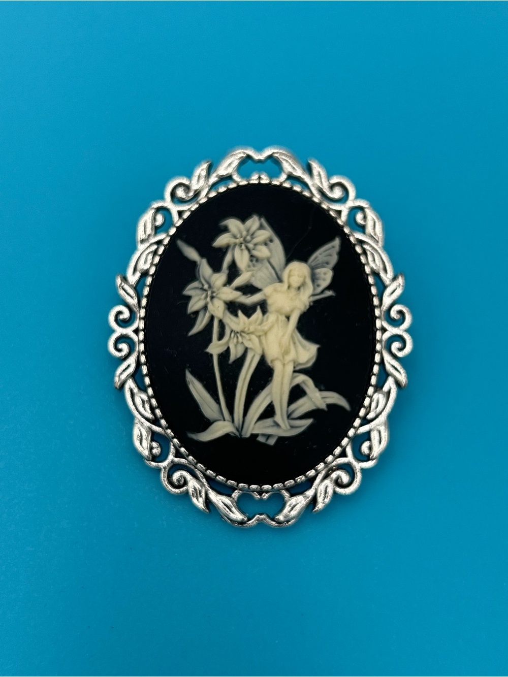 Whimsical vintage-style fairy cameo Brooch Pin